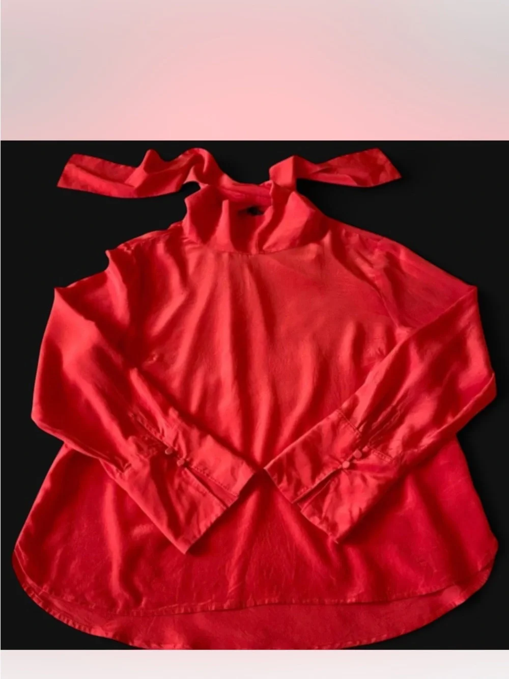 J. Crew Red Reversible -Bow Silk top blouse size 0